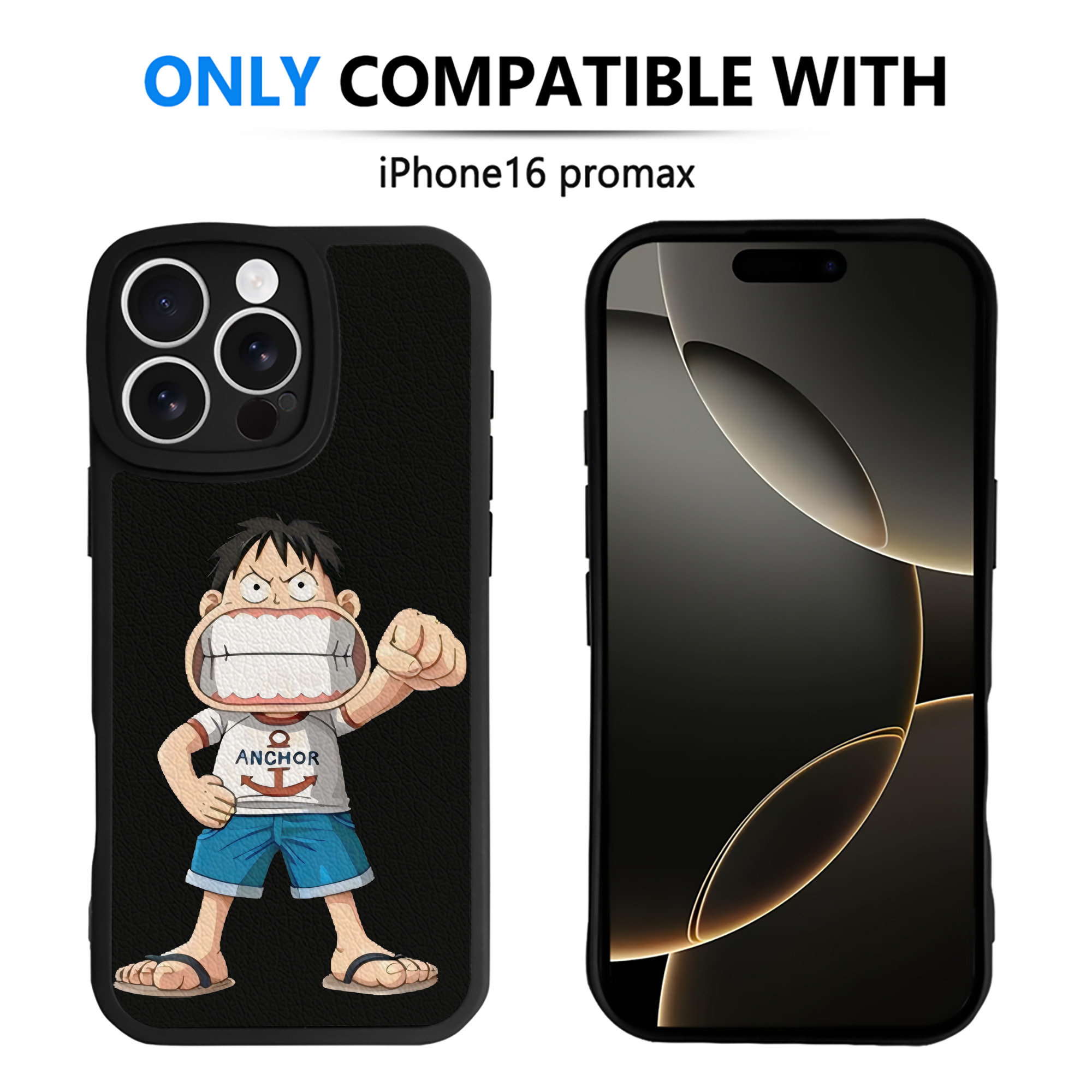 （画像用） ワンピース モンキー・D・ルフィ ONE PIECE Monkey D. Luffy 【iPhone 16シリーズ対応】シリコンスマホケース（レザー調） 材質：シリコン